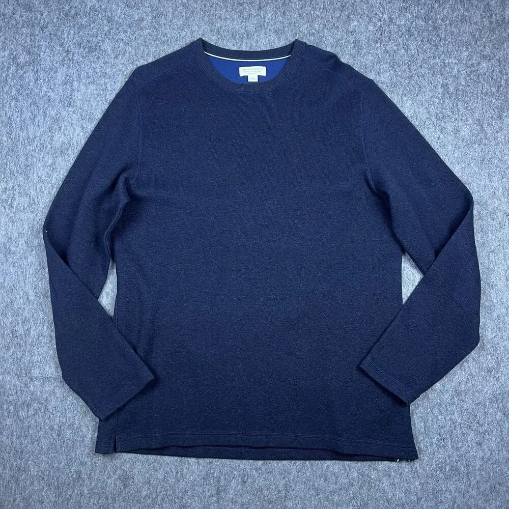 Banana Republic Men's Knit Sweater Crewneck Long Sleeve Blue 100% Cotton Size XL